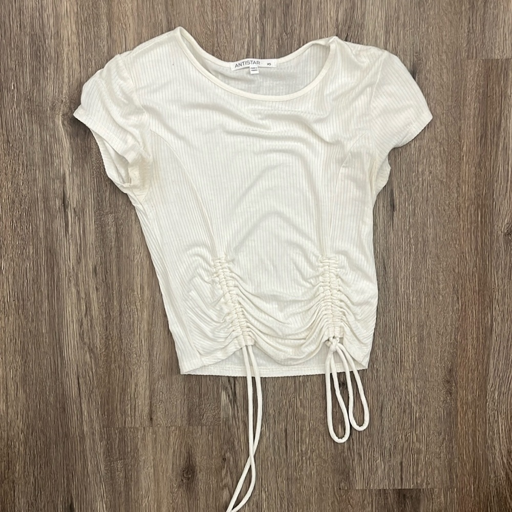 antistar white scrunched top